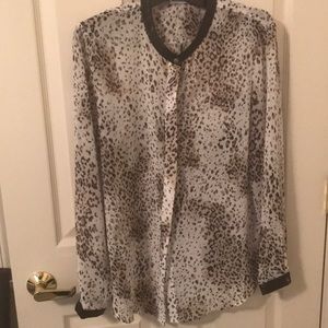 DKNY Leopard print semi sheer blouse